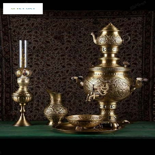 خرید، قیمت و مشخصات سماور برنجی زغالی 5 لیتری با قلمزنی زیبا و فوق العاده، دارای روکش نانو | هنرظریف