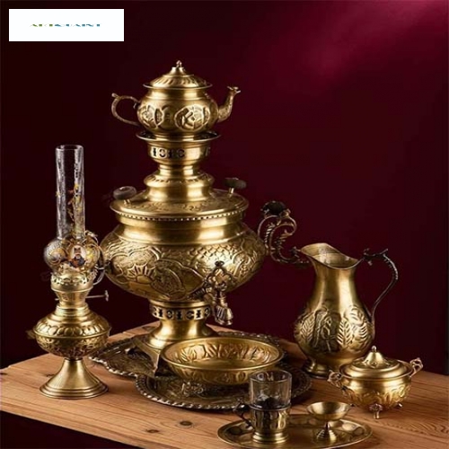 خرید، قیمت و مشخصات سماور زغالی برنجی ۶ لیتری طرح شیر و خورشید، دارای روکش نانو و رنگ ثابت زیر قیمت بازار | هنرظریف