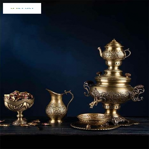 خرید، قیمت و مشخصات سماور زغالی برنجی ۶ لیتری، با ورق برنج ضخیم، کاملا دست ساز و درجه 1 | هنرظریف