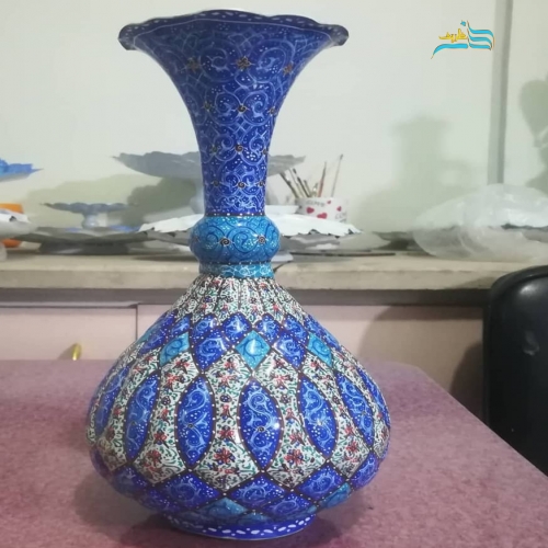 خرید، قیمت و مشخصات گلدان شلغمی میناکاری با مس لعاب شده، با کیفیت زیر ساختی بسیار عالی و با دوام | هنرظریف