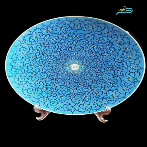 خرید، قیمت و مشخصات بشقاب میناکاری لعاب کاری شده مسی با زیر ساخت سنگین و نقاشی با کیفیت | هنرظریف