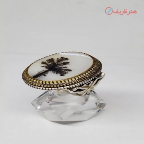 خرید، قیمت و مشخصات انگشتر شجر مردانه با نگین شجر و رکاب طلا نقره کاملاً دستساز | هنرظریف