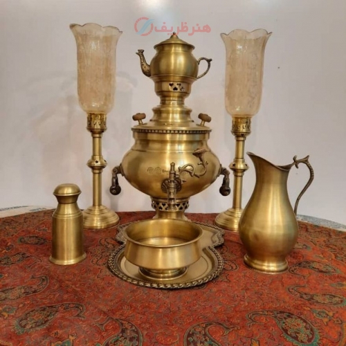 مشخصات، خرید و قیمت سماور زغالی برنجی 6 لیتری 5 پارچه دسته خواب - هنرظریف