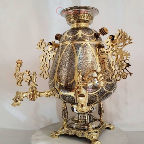 خرید و قیمت سماور زغالی ۸ لیتری مدل جام، 2 شیر، سبک ریز قلم مینیاتوری با بالاترین کیفیت و مناسب ترین قیمت - هنرظریف