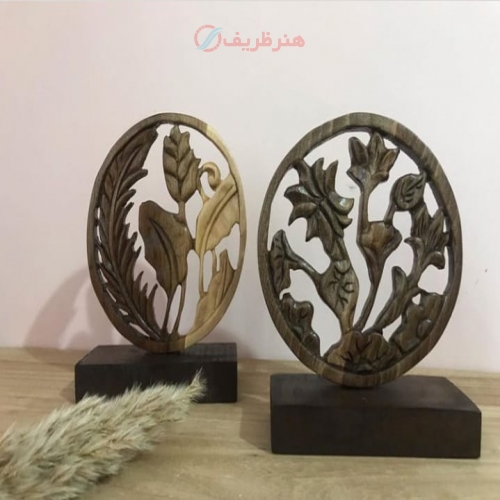 خرید و قیمت استند دکوری رومیزی منبت کاری چوب گردو و نارون 16.5 سانتی - هنرظریف