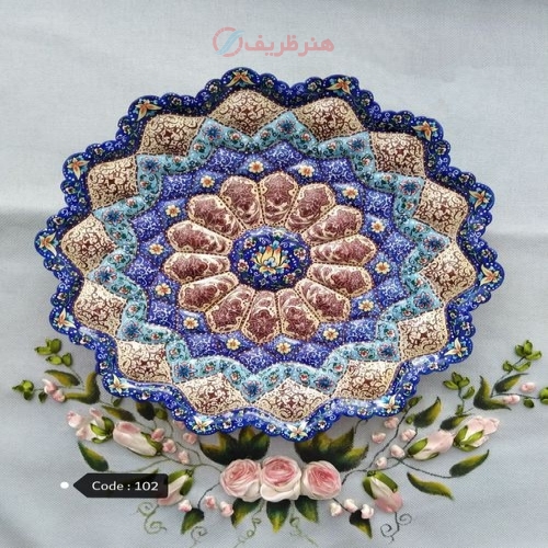خرید جدیدترین بشقاب مسی میناکاری 30 سانتی - هنرظریف