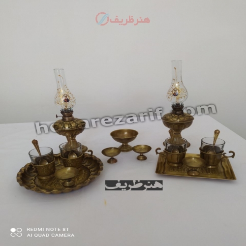 خرید و قیمت چراغ گردسوز و چایخوری برنجی - هنرظریف