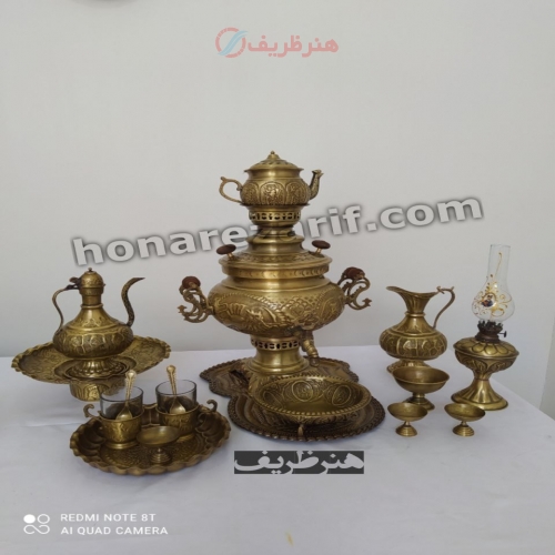 خرید و قیمت سرویس سماور زغالی 6 لیتری عدسی قلم زیر قیمت بازار - هنرظریف