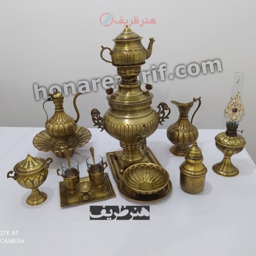 قیمت و خرید سرویس کامل سماور زغالی برنجی3 لیتری آینه ریز، زیر قیمت بازار - هنرظریف