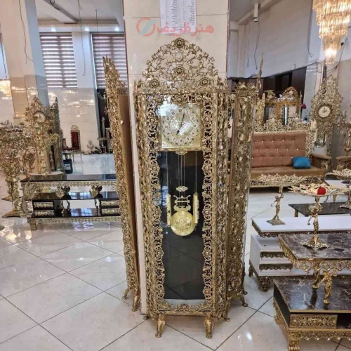 خرید قیمت و مشخصات ساعت ایستاده با طرح زیبا، رنگ ثابت، روکش برنز و ورق ضخیم، محصول اصفهان زیر قیمت بازار | هنرظریف