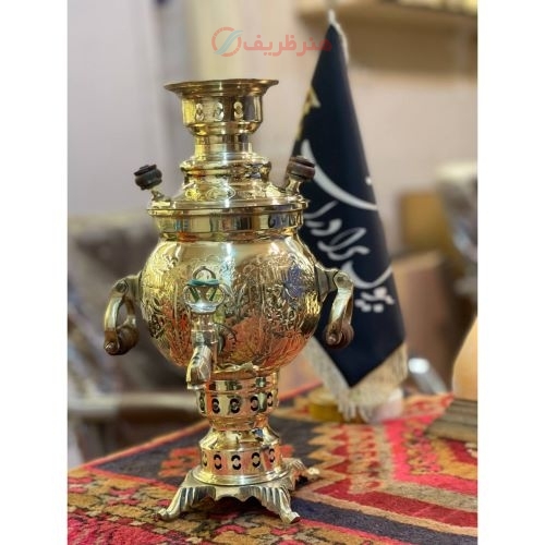 خرید آنلاین، سماور 1.5 لیتری زغالی دسته گوشواره، باکیفیت بالا و جنس برنج درجه یک | هنرظریف