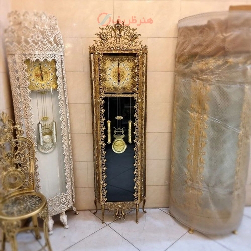 خرید، قیمت و مشخصات ساعت ایستاده طرح گل نقلی بسیار خوش ساخت، جنس آلیاژ با کیفیت عالی و رنگ ثابت - هنرظریف