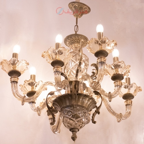 خرید، قیمت و مشخصات لوستر آنتیک با شاخه های کریستالی و طراحی زیبا و با دوام - هنرظریف