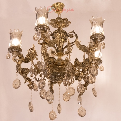 خرید، قیمت و مشخصات لوستر 5 شعله طرح مجلسی جنس آلیاژ درجه یک و مناسب پذیرایی با نوردهی عالی - هنرظریف