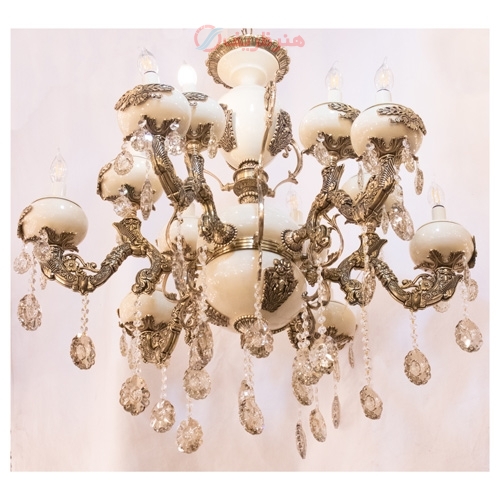 خرید، قیمت و مشخصات لوستر طرح سرامیک و کریستال های زینتی، و شاخه ها از جنس آلیاژ درجه یک - هنرظریف