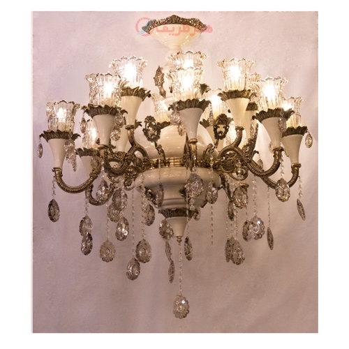 خرید، قیمت و مشخصات لوستر طرح سرامیک با سر شاخه شیشه ای بسیار مقاوم و طراحی بی نظیر - هنرظریف