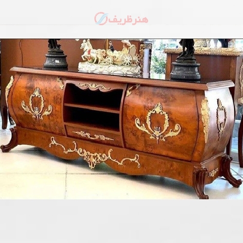 خرید، قیمت و مشخصات میز تلویزیون معرق کاری و بدنه کارشده دارای رنگ بندی و امکان تولید با ابعاد دلخواه شما - هنرظریف