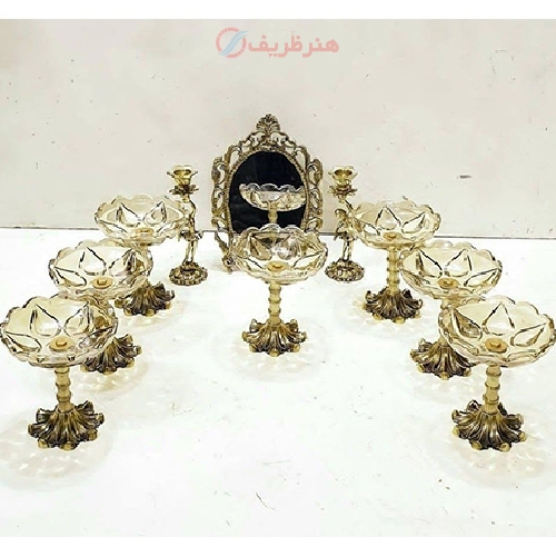 خرید، هفت سین مدل برنزی کریستالی زیبا و خوش ساخت هنر ایرانی، زیر قیمت بازار | هنرظریف