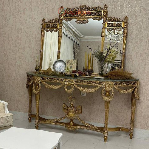 خرید؛ قیمت و مشخصات آینه کنسول چوبی با طراحی خاص و زیبا ارزان و با کیفیت _ هنرظریف