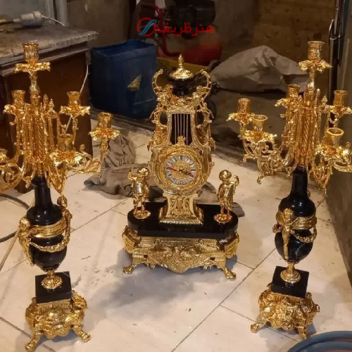 خرید، قیمت و مشخصات ساعت و شمعدان خروسی تمام برنز،شیک و مدرن؛ارزان و با کیفیت _ هنرظریف