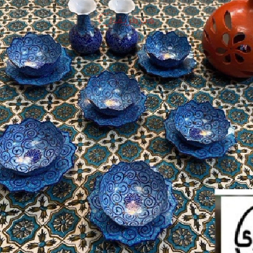 خرید، قیمت و مشخصات هفت سین مسی میناکاری با رنگ کوره ای - هنرظریف