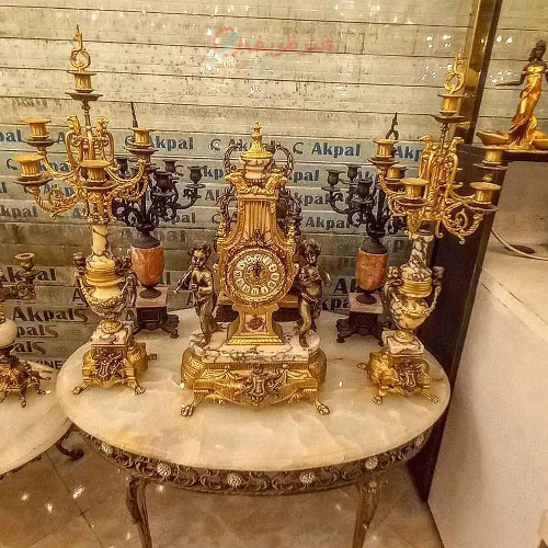 خرید، قیمت و مشخصات ساعت و شمعدان عقابی، تمام برنز با بالاترین کیفیت _ هنرظریف