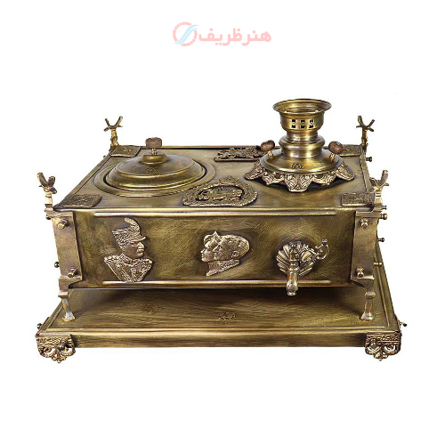 خرید، قیمت و مشخصات منقل سماوری زغالی برنجی بزرگ با سینی، بالاترین کیفیت _ هنرظریف