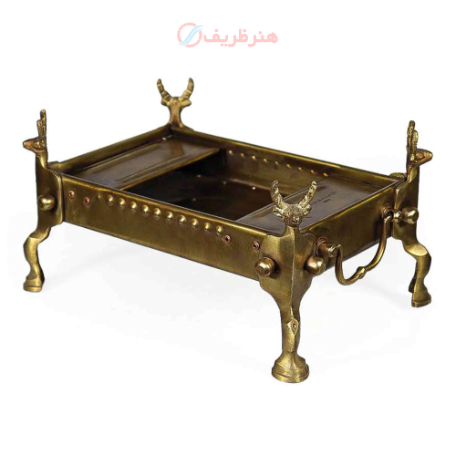 خرید، قیمت و مشخصات منقل زغالی برنجی مستطیل، سنگین وزن با بالاترین کیفیت _ هنرظریف