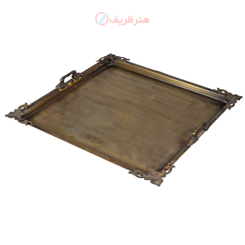 خرید، قیمت و مشخصات سینی برنجی منقل مربع کوچک، بدون پایه با بالاترین کیفیت _ هنرظریف