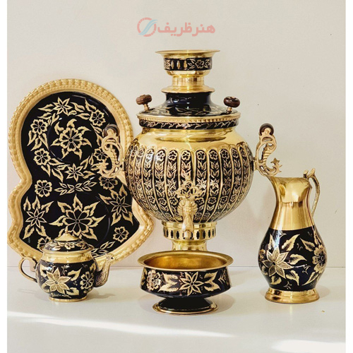 خرید، قیمت و مشخصات ست سماور 6 لیتر توپی آینه سنگین طراحی انحصاری با جام روسی ارزان و با کیفیت _ هنرظریف