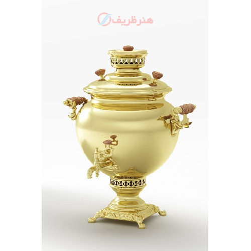 خرید، قیمت و مشخصات سماور مدل زغالی ۲۰۱۶ ظرفیت اسمی پانزده لیتری، ورق برنج ضخیم شهید باهنر ارزان و با کیفیت _ هنرظریف