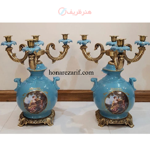 خرید، قیمت و مشخصات شمعدان چهار شعله مدل شمعی تمام برنجی آنتیک، ارزان و با کیفیت _ هنرظریف