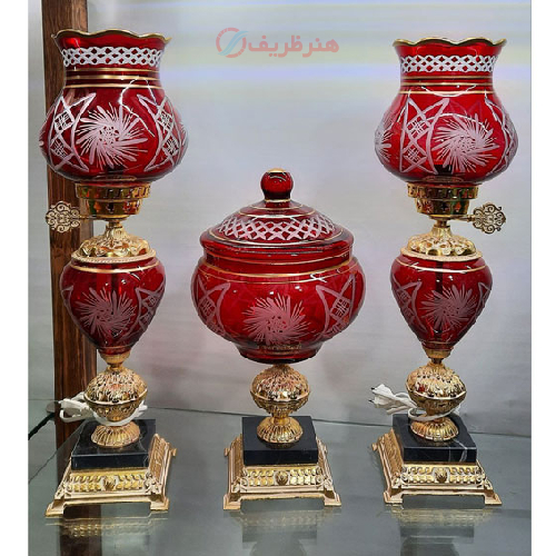 خرید، قیمت و مشخصات ست چراغ لامپا و شکلات خوری تراش خورشیدی، ارزان و با کیفیت _ هنرظریف