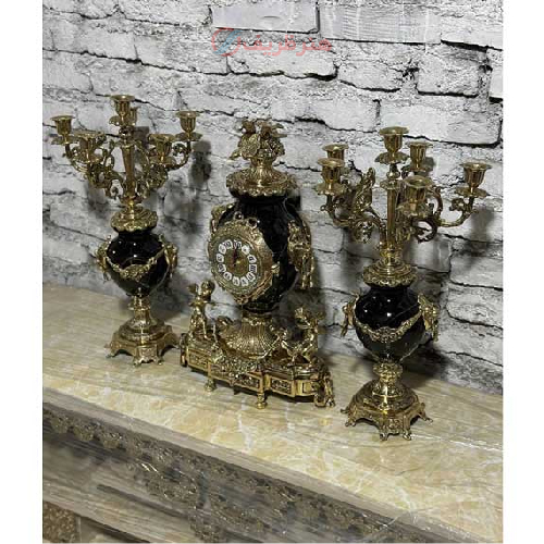 خرید، قیمت و مشخصات ست ساعت شمعدان برنزی مدل کوزه ای در رنگ های جذاب، ارزان و با کیفیت _ هنرظریف