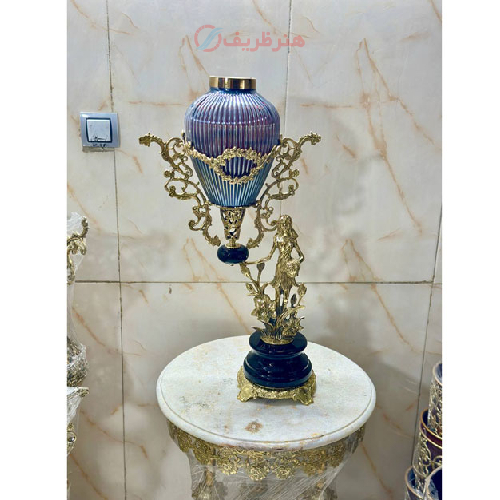 خرید، قیمت و مشخصات گلدان رومیزی برنزی پایه سنگی پرنس بزرگ مدل نیلوفر، ارزان و با کیفیت _ هنرظریف