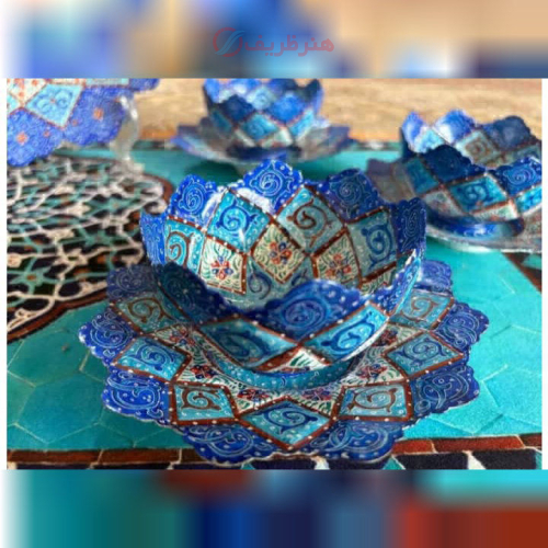 خرید ، قیمت و مشخصات ظرف پذیرایی میناکاری با طرحی شیک و مدرن _هنرظریف