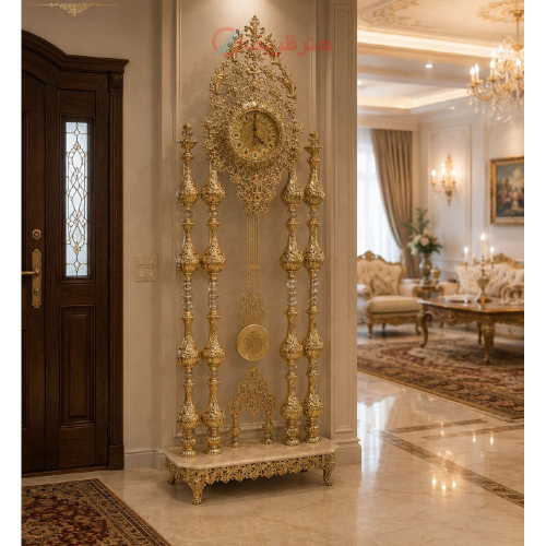 خرید ساعت کنار سالنی آلومینیومی چهار ستون به طور مستقیم از تولیدی | هنرظریف