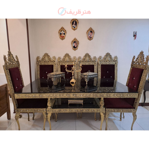 خرید، قیمت و مشخصات ناهارخوری شش نفره آلیاژی، کلاسیک | هنرظریف