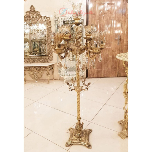 خرید، قیمت و مشخصات آباژور کنار سالنی برنزی اصل، مدل چهار پایه، شیک و مدرن _ هنرظریف