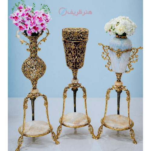 ست گلدان و جای دستمال برنزی | هنرظریف