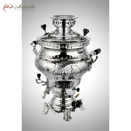 خرید آنلاین، سماور گازی برنجی 6 لیتری با آبکاری کروم و نیکل با شیر گاز استاندارد، دارای ضمانت، با قیمت مناسب | هنرظریف