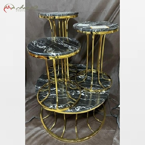 خرید آنلاین، میز عسلی ( جلو مبلی )از جنس برنز و سنگ مشکی با ضمانت همراه با پایه های متفاوت، زیر قیمت بازار | هنرظریف