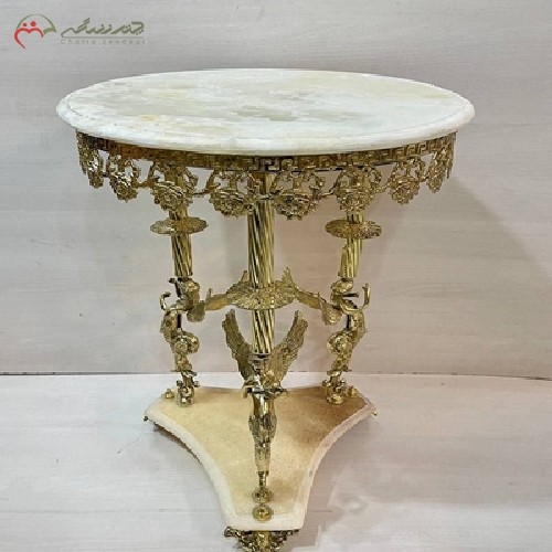 خرید آنلاین، میز خاطره برنزی طرح فرشته و گل رز صفحه سنگی و و پایه سه گوش، با قیمت عالی | هنرظریف
