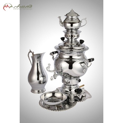 خرید، قیمت و مشخصات سماور 6 لیتری ساده لبه دار با ورق با دوام و سرویس ساده آبکاری شده - چترزندگی