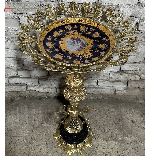 خرید آنلاین، کنار سالنی پر نقش طرح زنبوری از جنس برنز با پایه ی سنگی بدون لقی پایه با کیفیت اعلاء، زیر قیمت بازار | هنرظریف