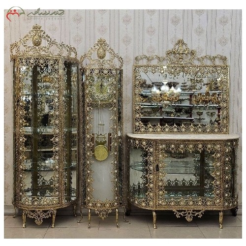 خرید آنلاین،سرویس جهیزیه برنزی سه پارچه در طرح گل آفتابگردان با گارانتی رنگ بدنه، ظریف کاری شده، زیر قیمت بازار | هنرظریف