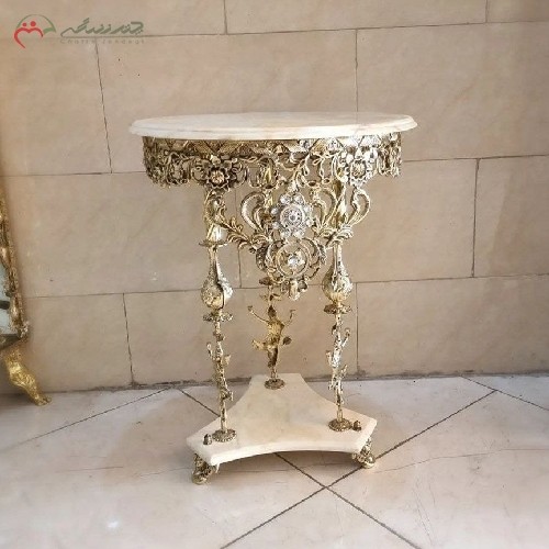 خرید، قیمت و مشخصات میز خاطره ی برنزی طرح گل رز با رویه ی سنگ مرمر و تولید شده با ظرافت بالا و کیفیت درجه یک، زیر قیمت بازار | هنرظریف