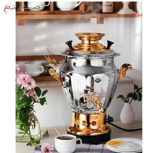خرید آنلاین، سماور برقی استیل کد 115 مدل الماس طلایی 7 لیتری با طراحی کاملا به روز ترموستات دار، ضمانت رنگ بدنه، زیر قیمت بازار | هنرظریف