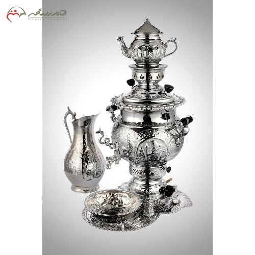 خرید، قیمت و مشخصات سرویس سماور 6 لیتری قلم زنی شده سنتی لبه دار و آبکاری شده با ضمانت - چترزندگی