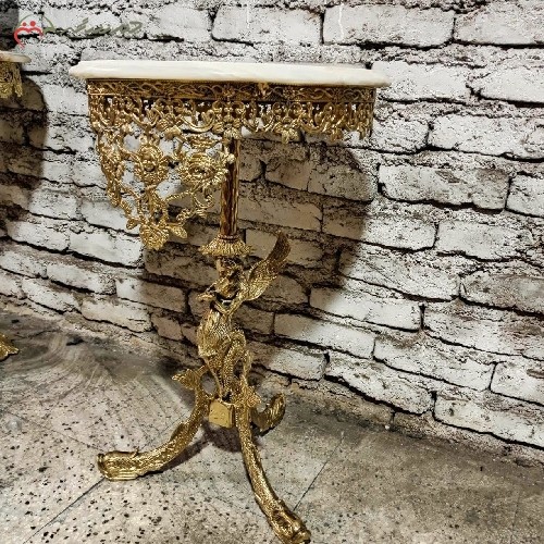 خرید آنلاین، میز تلفن طرح فرشته ی زیبای برنزی پر کار و بادوام با پایه های طرح ماهی، دارای گارانتی، زیر قیمت بازار | هنرظریف